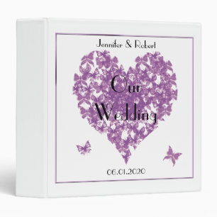 Classeur pourpre de mariage de coeur de papillon