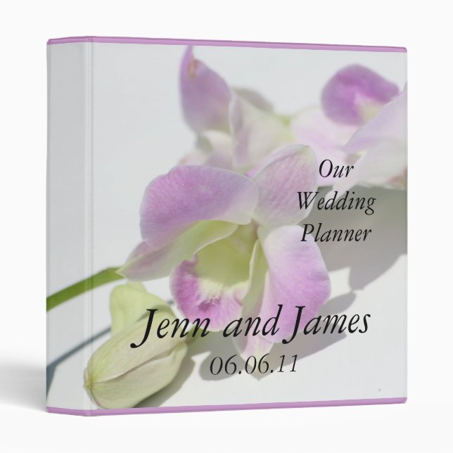 Classeur pourpre d'orchidées de wedding planner (Devant/Côté)