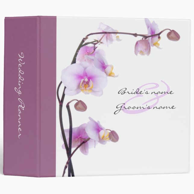 Classeur pourpre et blanc de wedding planner (Devant/Côté)