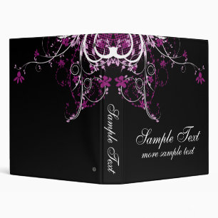 Classeur Pourpre floral abstrait, noir et blanc
