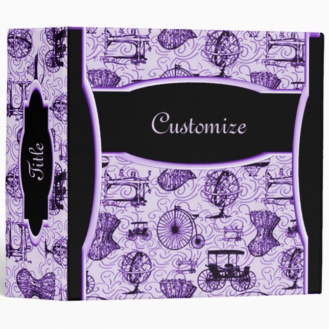 Classeur pourpre personnalisé de motif de (Devant/Côté)