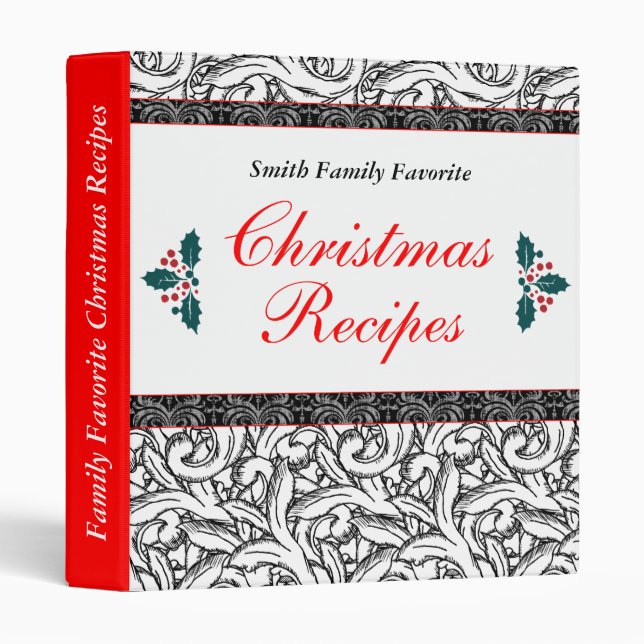 Classeur préféré de recettes de Noël de famille (Devant/Côté)