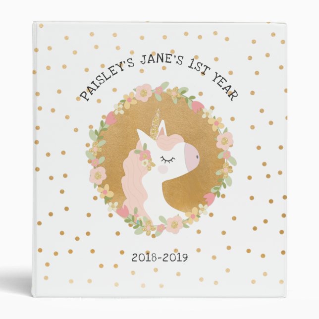 Classeur Premier album de l'année d'or du bébé rose de (Devant)