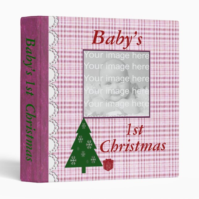 Classeur Premier album photo de Noël de bébé en plastique r (Devant/Côté)