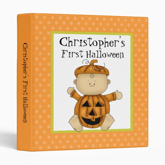 Classeur Premier Citrouille pour bébés Halloween (Devant/Côté)