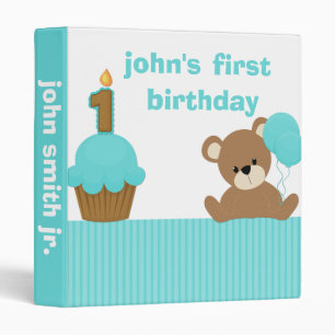 Classeur Premier ours de garçon d'anniversaire