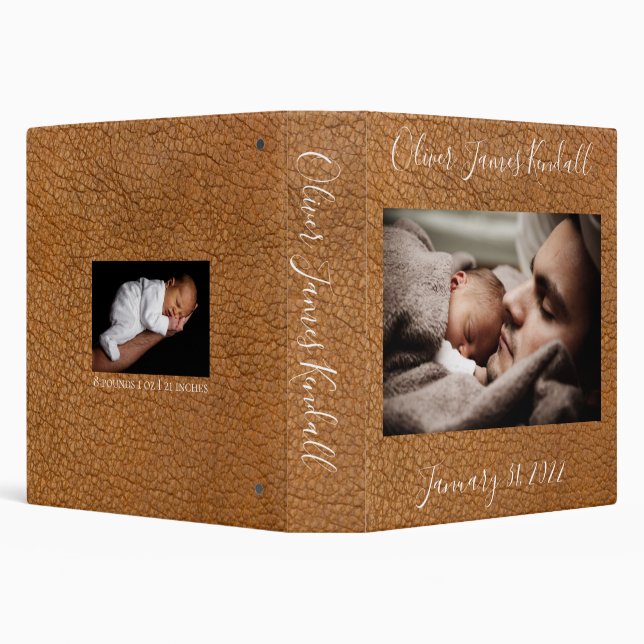 Classeur Première année du bébé garçon Photo Album en cuir  (Arrière-plan)