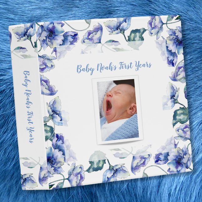 Classeur Première année du bébé | Pépites de fleurs bleu aq (Créateur téléchargé)