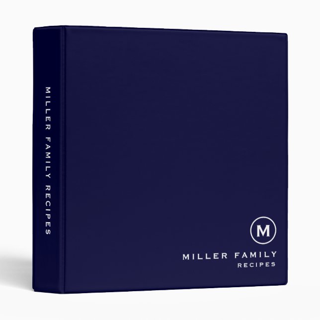 Classeur Première recette de la famille du Monogramme blanc (Devant/Côté)