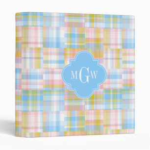 Classeur Preppy Patchwork Madras Pastel Quatrefoil Initials