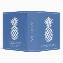 Preppy White Pineapple on Blue