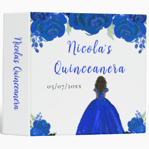 Classeur Princesse à la peau foncée Quinceanera florale ble