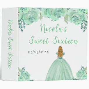 Classeur Princesse aux Cheveux Blonds Fleur Menthe Florale