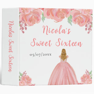 Classeur Princesse aux Cheveux Blonds Fleurs Florales Roses