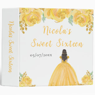 Classeur Princesse aux Cheveux Bruns Fleurs Dorées Sweet Se