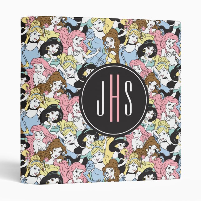 Classeur Princesse Disney | Motif de monogramme surdimensio (Devant/Côté)