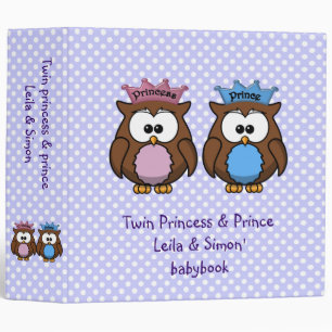 Classeur princesse et prince jumeaux de hibou