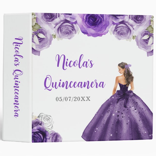 Classeur Princesse Florale en Robe violette foncée Quincean (Devant/Côté)
