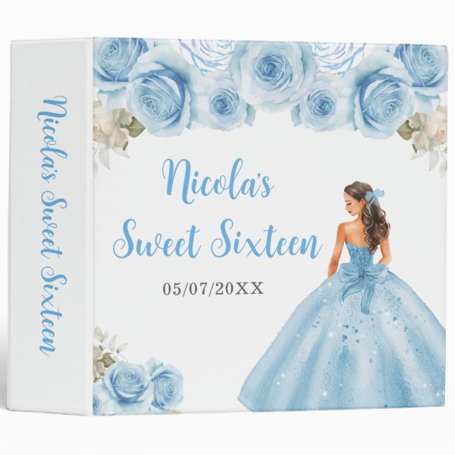 Classeur Princesse Florale en Sweet sixteen Robe Bleue (Devant/Côté)