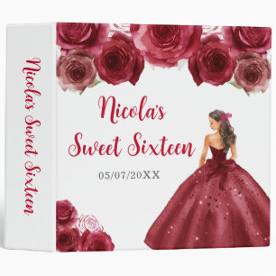 Classeur Princesse Florale en Sweet sixteen Robe Rouge