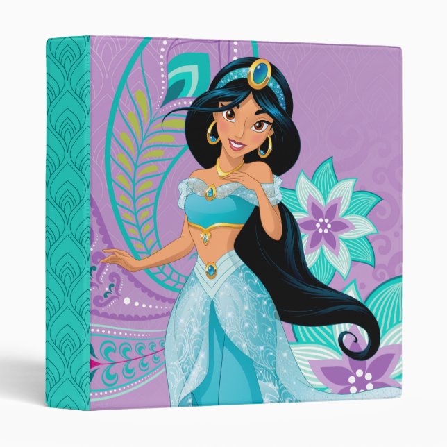 Classeur Princesse Jasmine avec plumes et fleurs (Devant/Côté)