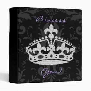 Classeur Princesse noire Crown Binder de diamant de damass