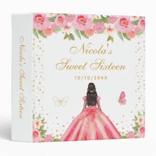 Classeur Princesse Peau Noire Fleur Rose Seize Ans Douce