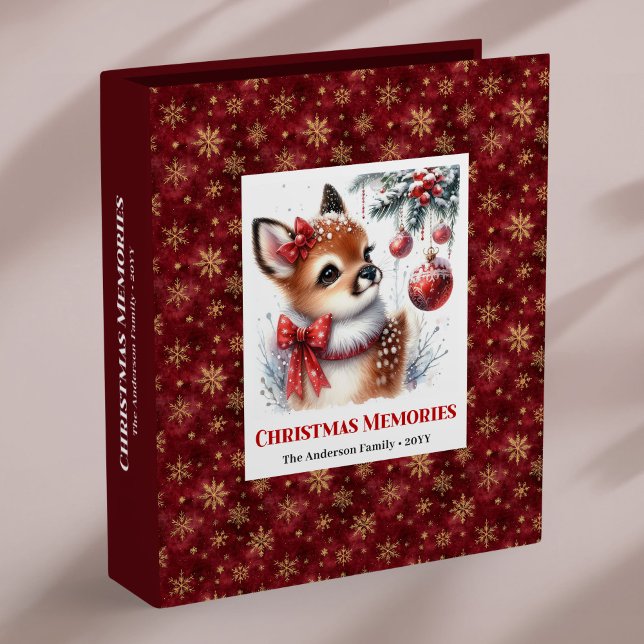 Classeur Printable baby fawn christmas scene personalized   (Printable baby fawn christmas scene personalized ring binder

)