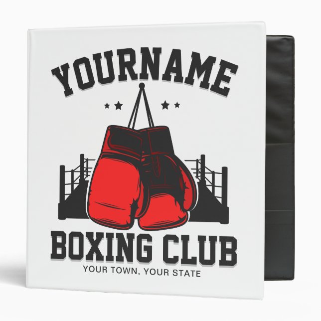Classeur Pro Boxer AJOUTER NOM Gants rouges Boxer Ring Trai (Devant/Intérieur)