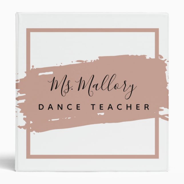 Classeur Professeur de danse Noir et Rose Or Personnalisé (Devant)