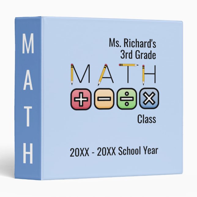 Classeur Professeur de mathématiques | Symboles arithmétiqu (Devant/Côté)