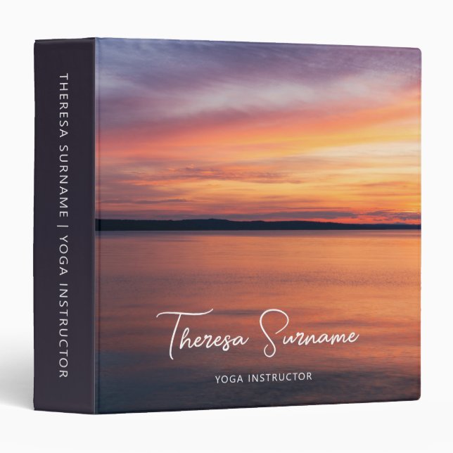 Classeur Professeur de Yoga au Coucher de Soleil Magnifique (Devant/Côté)