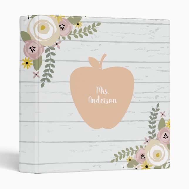 Classeur Professeur floral poussiéreux rose en bois gris (Devant/Côté)