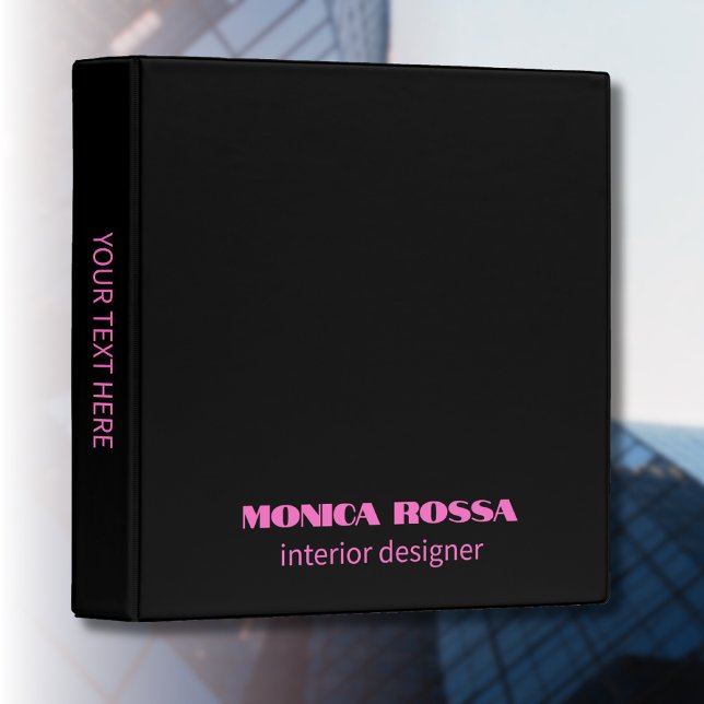 Classeur Professionnel Simple Moderne Neon Rose Noir (Créateur téléchargé)
