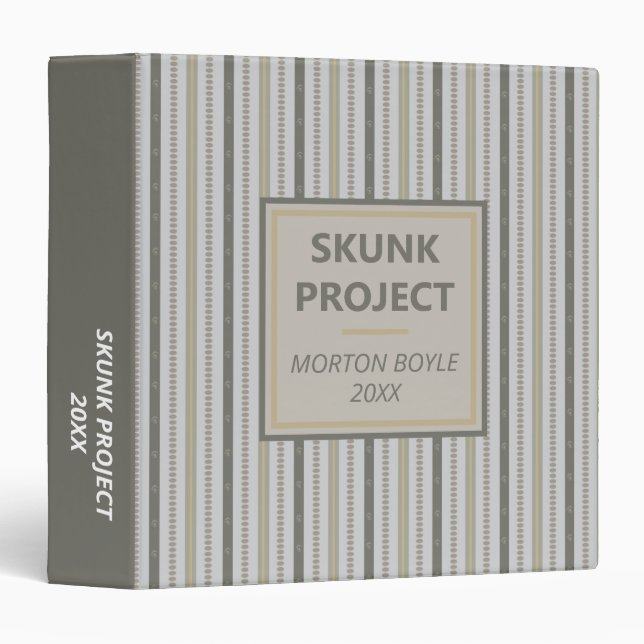 Classeur Projet à rayures kaki et gris (Devant/Côté)