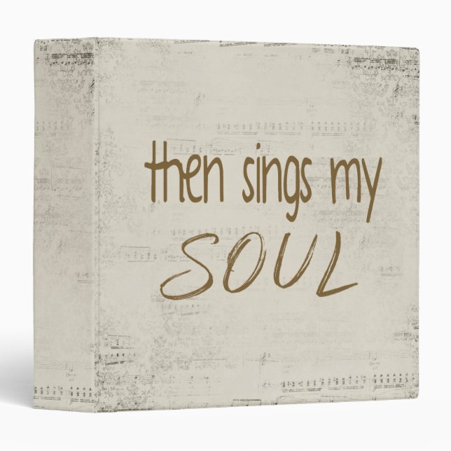 Classeur 'Puis Chante Mon Âme' Texte Sur La Partition Faded (Devant/Côté)