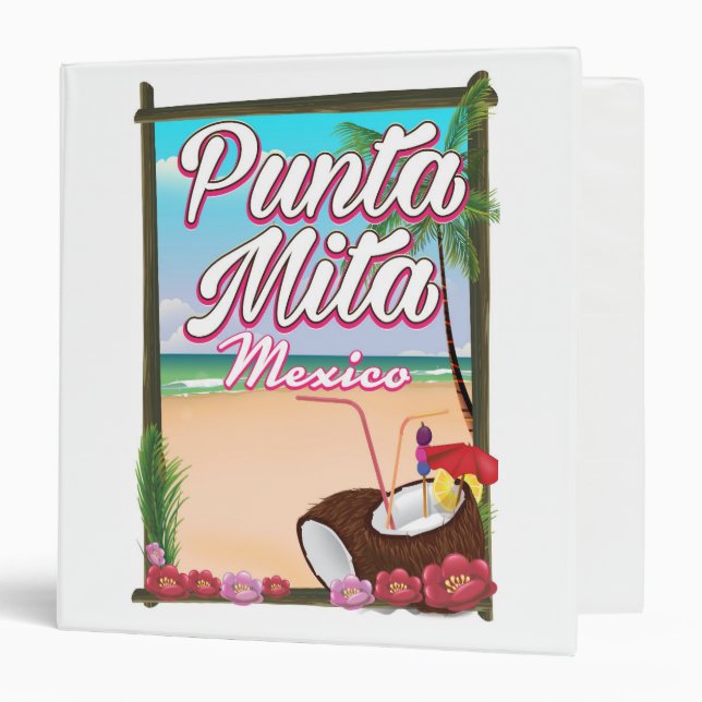 Classeur Punta Mita, affiche de voyage de plage au Mexique (Devant/Intérieur)