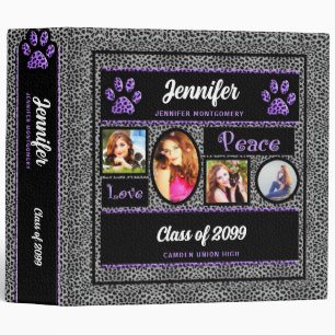 Classeur Purple et Silver Cheetah Photo Retour à l'école