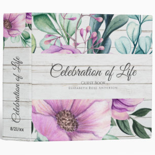 Classeur Purple Floral Celebration of Life Livre d'invité