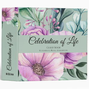 Classeur Purple Floral Celebration of Life Livre d'invité