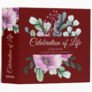 Classeur Purple Floral Celebration of Life Livre d'invité