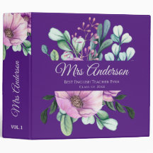 Purple Floral ENSEIGNANT Cadeau - Ajouter le nom d