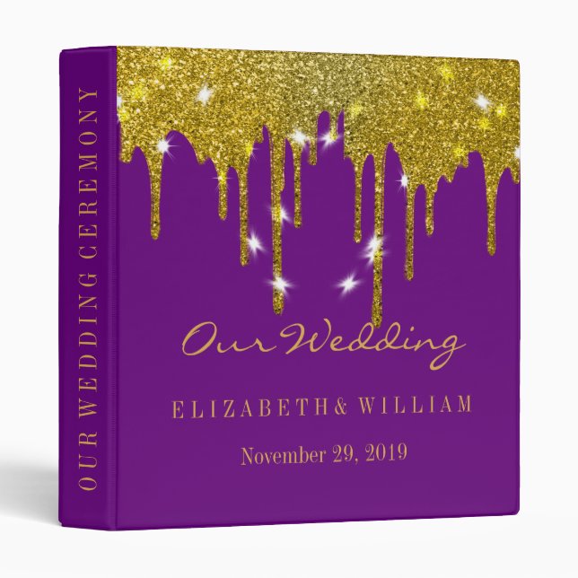 Classeur Purple Gold Parties scintillant Faux Foil Confetti (Devant/Côté)