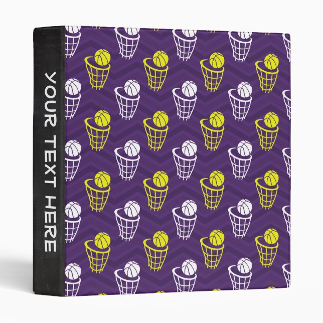 Classeur Purple, Jaune Or, Blanc, Chevron De Basket (Devant/Côté)