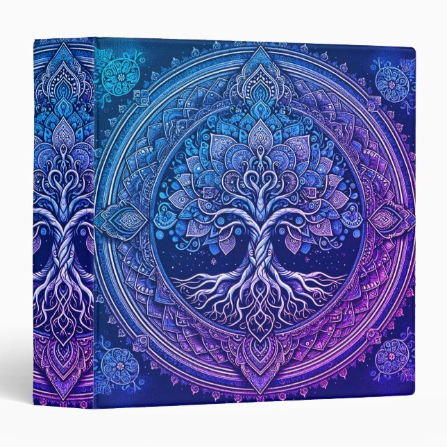 Classeur Purple Mandala Tree of Life (Devant/Côté)