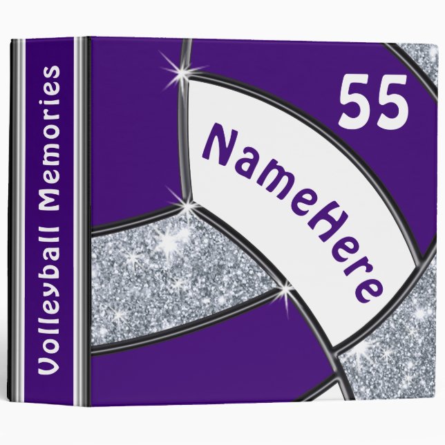 Classeur Purple Personnalisé Volleyball Cadeaux De Nuit Sen (Devant/Côté)