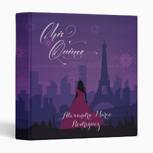 Classeur Purple Pink Paris Fireworks Quinceañera