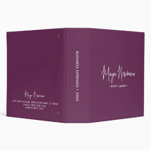 Classeur PURPLE PLUM Moderne Minimaliste Monogramme Féminin