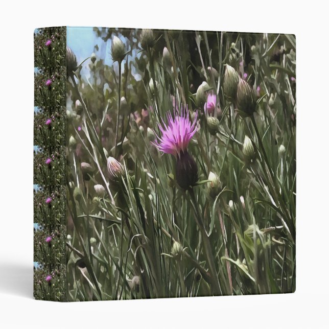 Classeur Purple Thistle Fleur sauvage Art Réaliste (Devant/Côté)