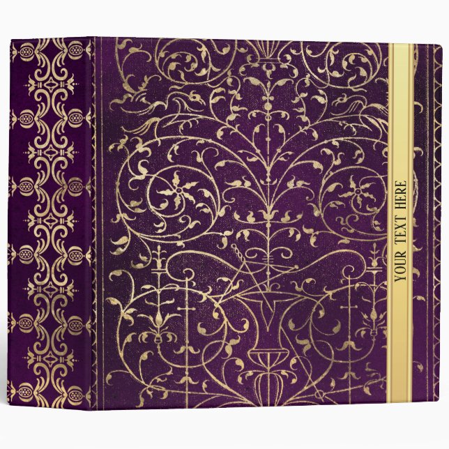 Classeur Purple Vintage Ornate Gold (Devant/Côté)